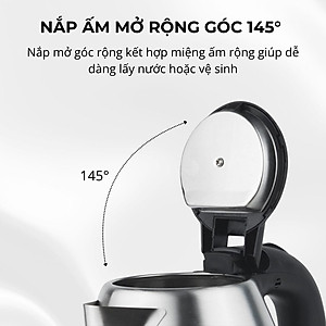 Ấm siêu tốc inox 304 cao cấp đảm bảo an toàn 1.8L Daewoo DWK-S1805 đế xoay 360 độ - Hàng chính hãng BH 2 năm - Hàng chính hãng