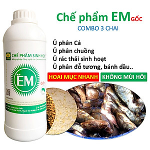 Combo 3 chai Chế phẩm sinh học EM gốc (1lit). Ủ phân cá, rác bã hữu cơ hoai mục không mùi hôi. Làm phân bón giàu dinh dưỡng cho cây trồng. Men vi sinh Đại Học Nông Nghiệp 1. HSD: 2 năm 