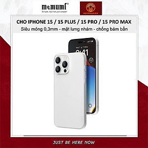 Ốp lưng nhám siêu mỏng 0.3mm cho iPhone 15, 15 Plus, 15 Pro, 15 Pro Max hiệu Memumi Slim - mặt lưng chống trượt, chống bám bẩn - Hàng nhập khẩu