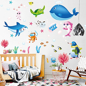 Decal dán tường thế giới cá ngộ nghĩnh cho bé ZOOYOO XL7225