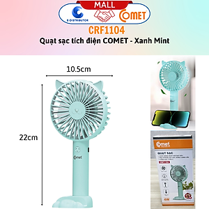 Quạt Sạc Tích Điện Cầm Tay Comet CRF1104 - Công Suất	4W - Dùng Liên Tục 4H - Hàng Chính Hãng - Bảo Hành 12 Tháng