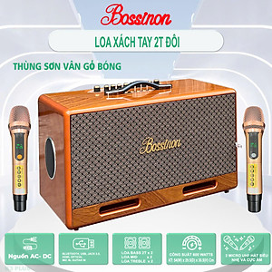 Loa karaoke xách tay K2 PLus Thương hiệu Bossinon công suất 600W-Thùng loa sơn vân gỗ phủ bóng chống trầy, 6 dường tiếng - HÀNG CHÍNH HÃNG