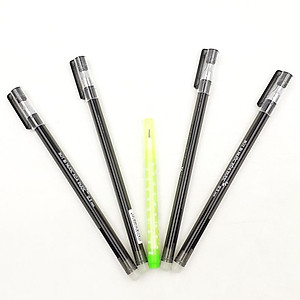 Vỉ 4 Bút Bi Mực Gel Xóa Được Nắp Đậy - 0.5mm Stacom-VGBP104_A - Mực Đen - Kèm 1 Bút Chì PC202