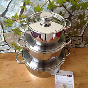 Bộ Nồi Inox 430 Bếp Từ 3 Chiếc Nắp Inox Fivestar Tặng 5 Muỗng Ăn
