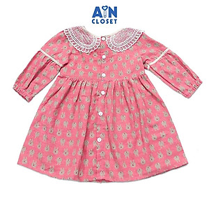 Đầm dài tay bé gái Thỏ hồng thô trà bông - AICDBGWMUYL4 - AIN Closet