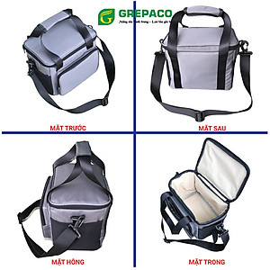 Túi Đựng Hộp Cơm Giữ Nhiệt Grepaco Nóng Lạnh Nhiều Ngăn Đựng Đồ Thức Ăn Văn Phòng, Du Lịch – Vải Bố Canvas, Kích Thước Size To (Cỡ Lớn), Kiểu Giỏ Xách Và Quai Đeo Vai Thời Trang Nam Nữ - Tặng Túi Đựng Muỗng Nĩa - Hàng Chính Hãng