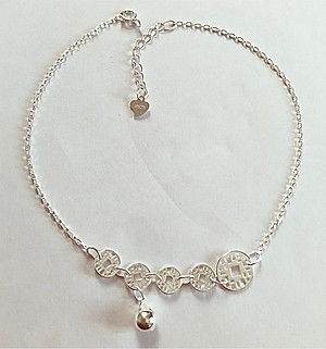 Lắc chân nữ bạc 925 bạc xinh - Chuỗi kim tiền may mắn RYBJ50089