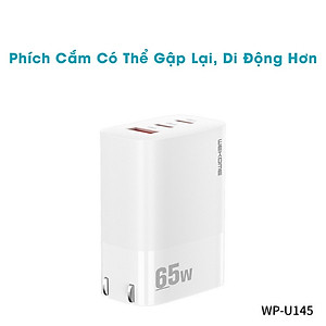 Củ Sạc Nhanh Đa Năng 65W WEKOME - WP U145, 2 Cổng C - 1 USB - Hàng Chính Hãng