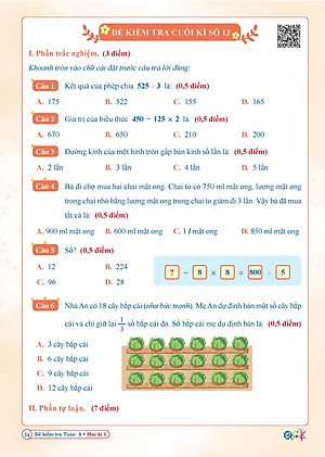 Combo Đề Kiểm Tra Toán, Tiếng Việt Lớp 3 - Kết Nối Tri Thức - Học kì 1