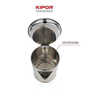 Ấm siêu tốc KIPOR KP-A318SA - 1.8L - Ấm điện inox 304 chống ăn mòn - Chân đế xoay 360 độ tự ngắt chống quá tải, quá nhiệt- Hàng chính hãng
