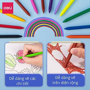 Bộ Bút Sáp Màu Hữu Cơ Cho Bé Tập Vẽ Tranh Tô Màu Deli - Không Phai Màu An Toàn Cho Trẻ Không Dính Tay - Phù Hợp Mĩ Thuật Học Sinh