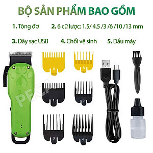 Tông đơ cắt tỉa lông thú cưng Kemei KM-CW10 công suất mạnh 5W sạc nhanh USB chuyên nghiệp phù hợp cắt lông chó, mèo