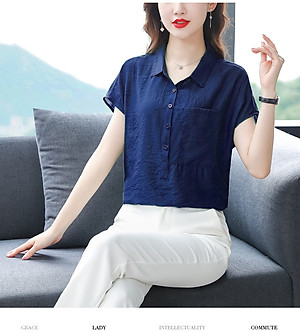Áo sơ mi nữ form rộng tay ngắn, chất liệu Đũi tơ mềm mát, áo kiểu nữ, form trẻ trung, năng động, T73