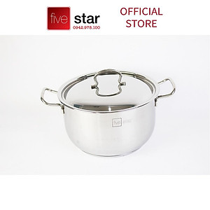 Bộ Nồi Chảo 3 Đáy Từ Inox 430 cao cấp Fivestar Standard 5 món (1 Quánh 18cm, 2 Nồi 20cm-24cm, 1 Chảo 24cm và 1 Xửng 24cm) , tặng 5 muỗng