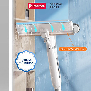 Cây lau kính, gạt chùi kính 4 trong 1, cán nhôm độ dài linh hoạt, thu nước trên kính, có phun sương Parroti Shiny SN04