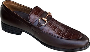 Giày tây nam Trường  Hải da bò dập vân cá sấu màu nâu  cao cấp đế cao 4cm GT210