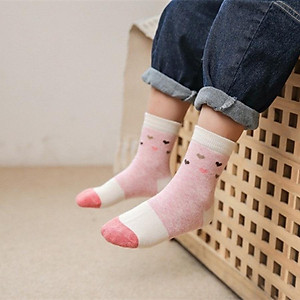 Tất cho bé gái màu hồng họa tiết đáng yêu vớ cổ cao nhiều size cho trẻ em học sinh 4 - 15 tuổi TA16