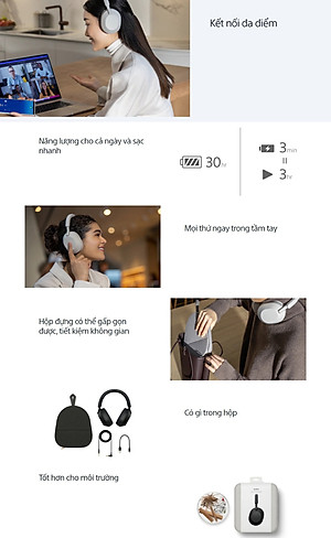 Tai Nghe Bluetooth Chụp Tai Sony WH-1000XM5 Hi-Res Noise Canceling - Hàng Chính Hãng