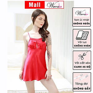 Đầm ngủ lụa WANNABE DNS51 váy ngủ xẻ ngực cut out lưng thả dây ngang tô điểm lưng trần nữ tính quyến rũ của bạn gái
