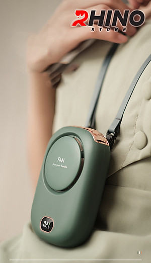 Quạt cầm tay mini siêu mát Rhino F301 tích điện với 3 mức độ gió, lưu lượng cao kèm dây treo - Hàng chính hãng