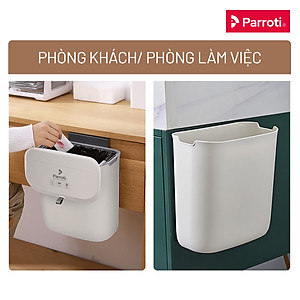 Thùng rác treo tủ bếp có nắp đậy thông minh, thùng rác treo tường dán tường, có thanh trượt cửa bếp – Parroti Bin BN02