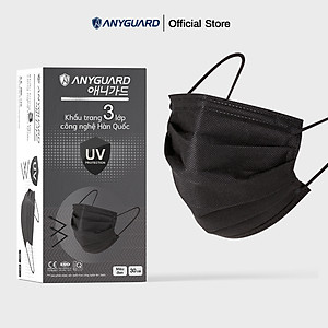 [NEW] Khẩu Trang Anyguard Hàn Quốc 3 Lớp Màu Đen Chính Hãng -  Lọc 99% Vi Khuẩn, UV Protection (Hộp 30 Cái) - Bảo Vệ Hằng Ngày - Tiêu Chuẩn Công Nghệ Hàn Quốc - ISO 9001:2015, ISO 13485:2016, QCVN 01:2017/BTC
