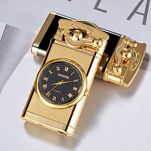 Vỏ Hột Quẹt Bật Lửa Gas DH-615 Khò 2 Tia Kiêm Đồng Hồ La Mã Cầm Tay Cực Đẹp - Nhiều Màu