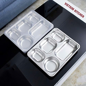 Khay Đựng Cơm Inox Cao Cấp 5 Ngăn Sâu Lòng Hàn Quốc, Khay Đựng Cơm Văn Phòng, Xí Nghiệp Đảm Bảo Vệ Sinh - HÀNG CHÍNH HÃNG MINIIN