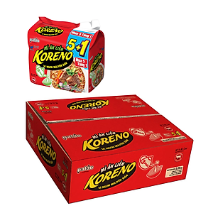 Thùng 6 Lốc Mì ăn liền Koreno Vị Bò Cay Lốc 5 +1 gói