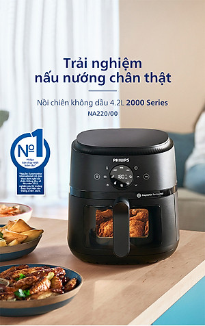 Nồi Chiên Không Dầu Philips 4.2 lít NA220/00 - Hàng Chính Hãng