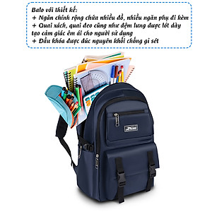 Balo trung học chống nước tiện lợi Xbags Dark Blue Xb 3202