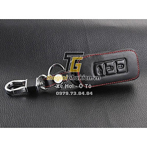 Bao da 3D bảo vệ chìa khóa xe Mitsubishi Attrage, Mitsubishi Xpander, Mitsubishi Outlander kèm móc đeo Inox