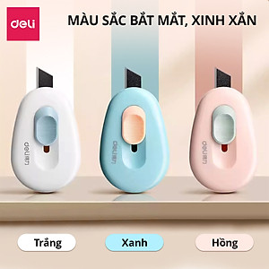Dao rọc giấy Deli cao cấp lưỡi thép không gỉ SK5 dao rọc mini bỏ túi kim loại tiện lợi văn phòng học sinh màu pastel