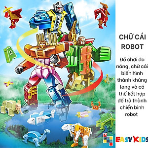Đồ Chơi Bảng 26 Chữ Cái Biến Hình Lắp Ghép Chiến Binh Robot Khủng Long Lớn Sáng Tạo Chữ Số Và Dấu