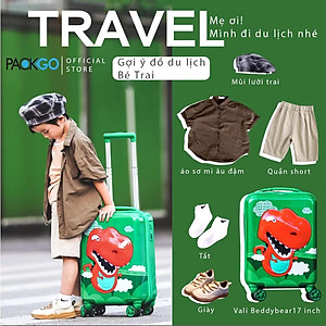 Vali cho Trẻ Em BeddyBear - Size xách tay lên máy bay 17 inch- họa tiết Dập nổi khủng Long - Bánh xe xoay 360 - Cần kéo hợp kim nhôm cao cấp - Bảo hành chính hãng Beddy Bear 2 năm