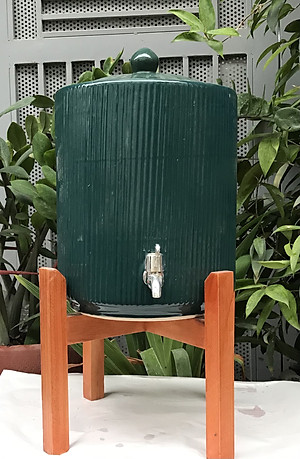 Bình đựng nước sứ Bát Tràng dung tích 10 lít dáng trụ