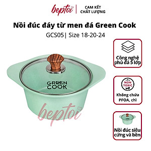 Nồi (quánh) đúc đáy từ Green Cook, nồi chống dính bếp từ men đá xanh ngọc Green Cook GCS05-IH công nghệ Hàn Quốc