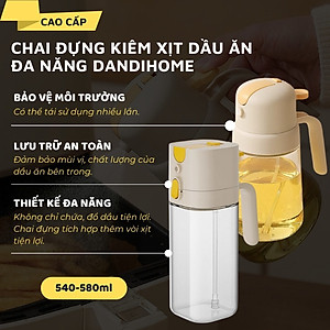 Chai đựng kiêm xịt dầu ăn 2 trong 1 đa năng DandiHome - Bảo hành 6 tháng