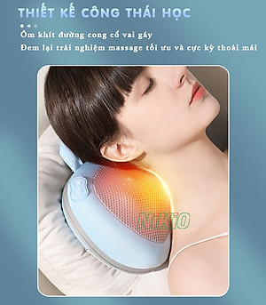 Gối Massage Hồng Ngoại, Mát Xa Cổ Vai Gáy Nikio NK-135DC - Xoa Bóp Chuyên Sâu, Hỗ Trợ Cải Thiện Đau Mỏi Nhanh, Pin Sạc Tiện Lợi