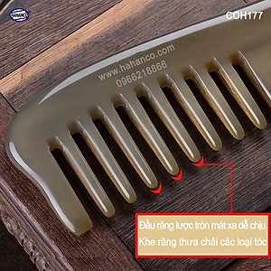 Lược sừng răng thưa xuất Nhật hàng VIP (Size: XL - 19cm) COH177 - Cho tất cả các loại tóc /xoăn /xù /rối - Chăm sóc tóc