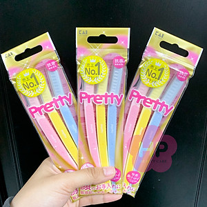 Dao Cạo Lông Mày Cán Dài Kai Pretty 01628-GA0053 (Set 3 cây)