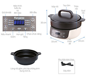 Nồi hầm dưỡng sinh Kangaroo KG3SC1 3 lít - Hàng chính hãng