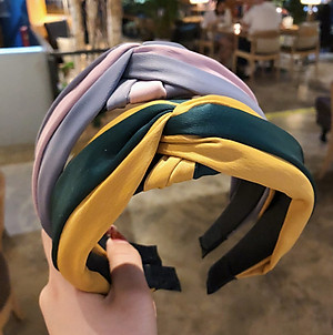 Bờm tóc nữ bản to mẫu mới bản đẹp phối 2 mầu vải lụa cao cấp