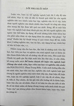 Để Hoàn Thành Tốt Luận Văn Ngành Luật ( Dùng cho sinh viên, học viên cao học và nghiên cứu sinh )