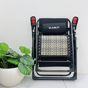 Ghế xếp thư giãn SUMIKA 636A, khung thép vuông sơn tĩnh điện, lưới mây đan nhân tạo, có lăn massage tay
