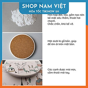 Lót Ly Ceramic Trắng Trơn, Đế Lót Cốc Gốm Sứ Siêu Thấm Hút, Thích Hợp Trang Trí DIY - Chính Hãng NAVIVU