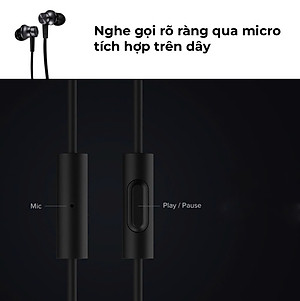 Tai Nghe Nhét Tai Xiaomi Mi In-Ear Headphones Basic (Black/Silver)_Hàng Nhập Khẩu
