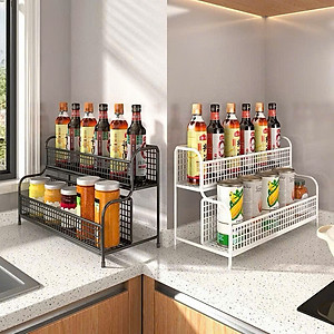 Kệ Để Bàn Bếp 2 Tầng Lưới Thép Sơn Tĩnh Điện Chống Rỉ, Kệ Mỹ Phẩm Trang Trí Tiện Lợi - HÀNG CHÍNH HÃNG MINIIN