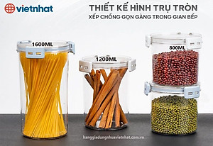 Hộp Đựng Thực Phẩm Khô Tròn Có Nắp Gài HOKORI - Hàng chính hãng 