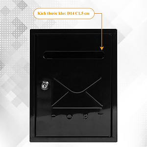 Hộp thư kim loại Treny cao cấp – hộp đựng thư hàng ngày – hộp thư trang trí trước nhà – màu đen - có chìa khóa - chính hãng